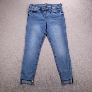 KUT Jeans Womens Size 12 Skinny Ankle Frayed Step Hem Mid Rise Stretch Denim